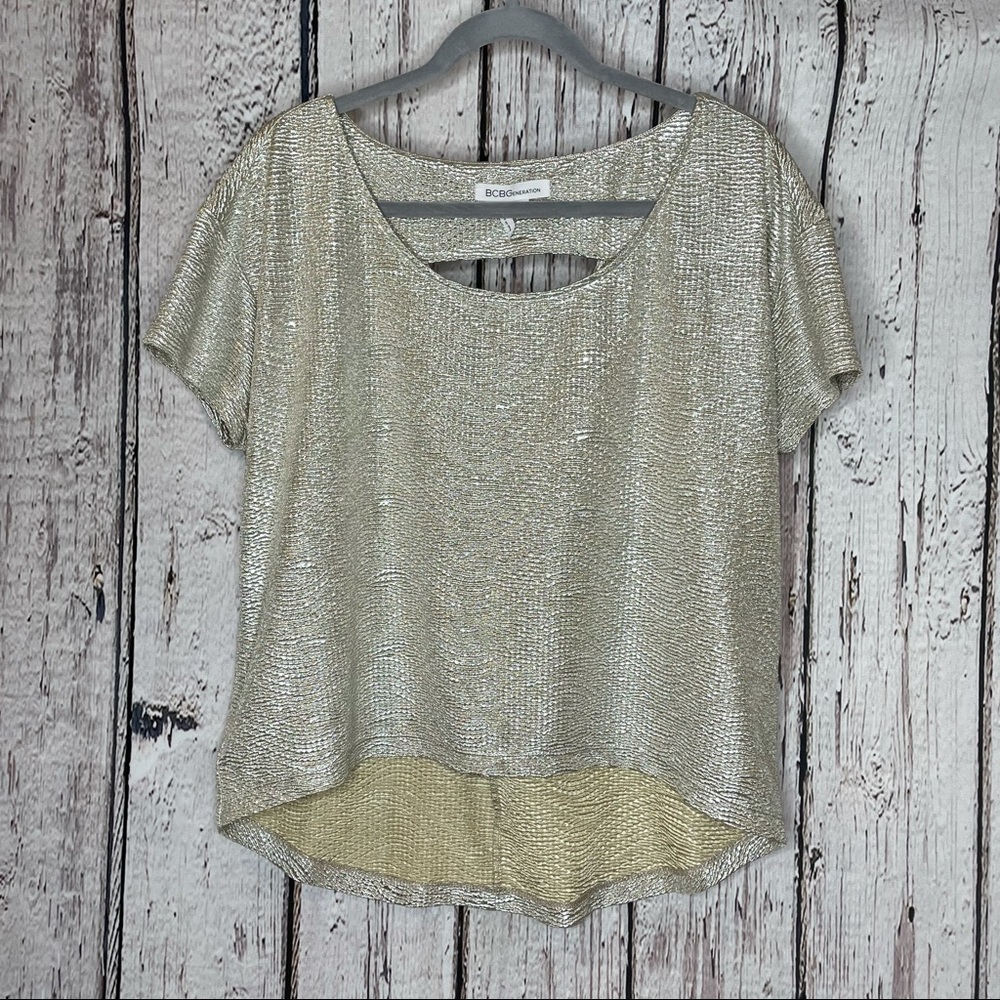 3/$15! BCBGeneration Gold Silver Metallic Hi-Lo Top Small